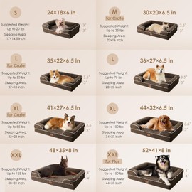 EHEYCIGA EHEYCIGA Orthopedic Dog Bed for Small Dogs, Waterproof Memory Foam Small Dog Beds with Sides, Non-Slip Bottom and Egg-Crate Foam Medium Pet Couch Bed with Washable Removable Cover, Brown