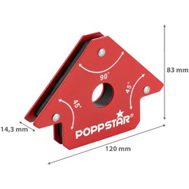 Poppstar Welding Magnets Small (Set of 2 Pcs) with 11.3 kg (25 lb) Magnetic Holding Force/Heavy-Duty Magnetic Welding Clamps 45° / 90° / 135°