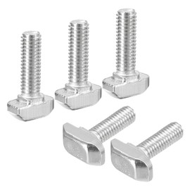 sourcing map M6x20mm T Slot Drop-in Bolt, 40Pcs Carbon Steel Nickel Plated Hammer Head T-Bolt T Shape Stud Sliding Screw for 30 Series Aluminum Profile