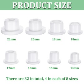 32Pcs Silicone Salt And Pepper Shaker Stoppers 14,15,16,17,18,19,21 mm Stoppers for Salt and Pepper Shakers,Salt Shaker Plug Replacement Salt and Pepper Shaker Stoppers Plugs for Pots Bottles Pipes