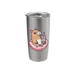 Kawaii Capybara Pool Float Bubble Boba Tea Stainless Steel Insulated Tumbler