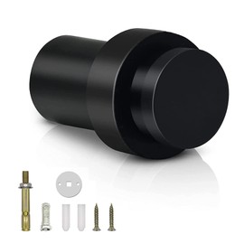 KOLAKO Floor Door Stopper, Black Door Stop Stainless Steel Modern Door Stoppers Wall Protector Commercial Door Bumper Wedge Decorative Cylindrical Floor Mount Door Stops for Bottom of Door