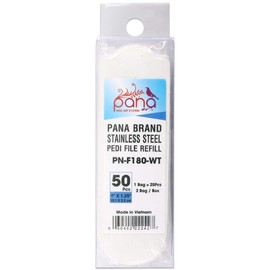 Pana Brand Grit: 180 WHITE Stainless Steel Pedi File Refill EZ-Strip Peel Pedicure Refill Pads (Size: 4" X 1.25”) Pedicure Foot File Sanding Foot Rasp Refill