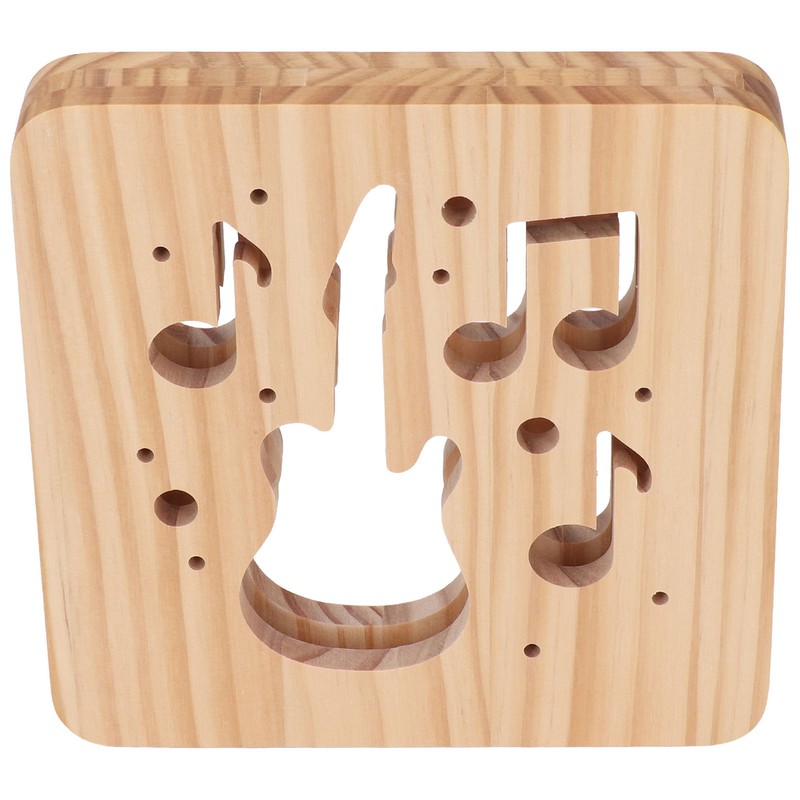 LED Night Light Unique Guitar Hollow Design 3D Wooden Night