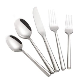 Kelenfer Hand Forged Stainless Steel Flatware Set Silverware Set Cutlery Set Hexagon Handle 5 Pieces Service for 1
