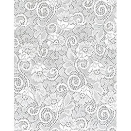 Hampshire Paper 24-Inch-Wide Krystalphane Decorated Cellophane, 1 Roll 100 Feet Long - White Victorian Lace Design