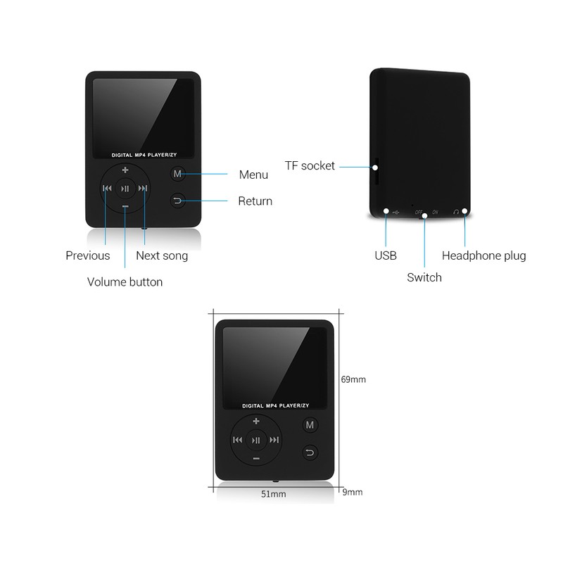 Portable Mini 1.8 Inch Color Screen MP3 Player Support 32G