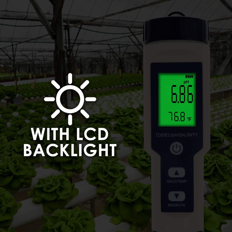 Water Quality Meter, IP67 PH Salinity TDS EC Conductivity Temperature