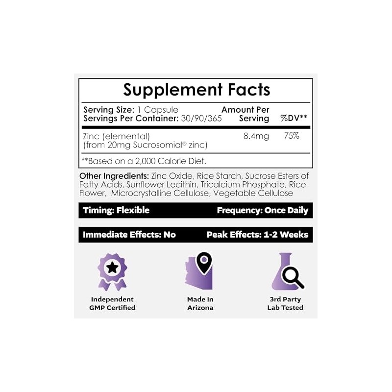Cápsulas MicroZinc 20 mg Suplemento de zinc optimizado 90 unidades