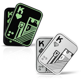 2pcs Metal Poker Fidget Slider Toys, Metal Poker Push Card with Silver KK and Black KK Funny EDC Magnetic Metal Fidget Toys Stress Relief Toy