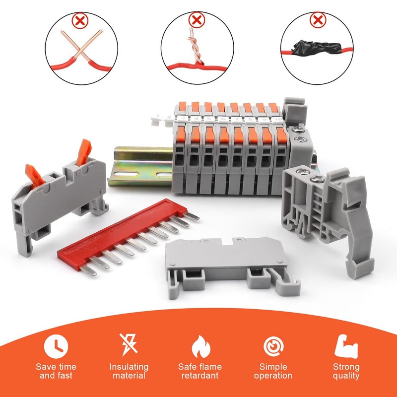 SRJQXH DIN Rail Terminal Block, DIN Rail, Feed-Through Terminal, Flame