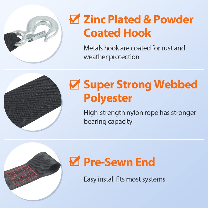 VEITHI Boat Winch Strap with Hook,Boat Trailer Winch Strap 2