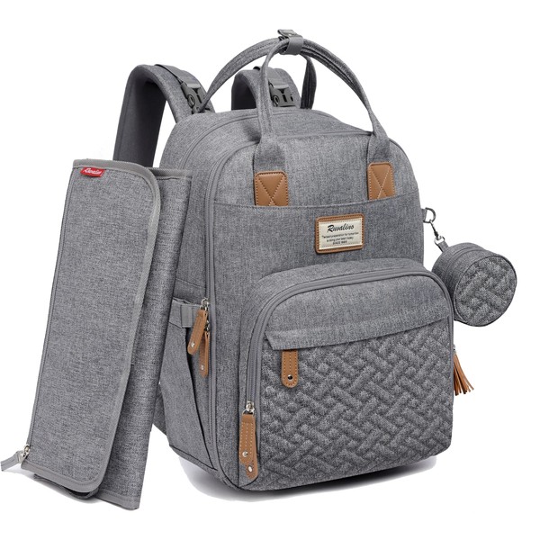 RUVALINO Diaper Bag Backpack, Neutral All-in-One Baby Bags for Boy