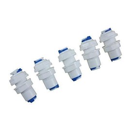 ZAOJIAO Tube Bulkhead Connector Push Fit Quick Connect for RO Water Reverse Osmosis System (Pack of 5) (1/4" Tube Bulkhead Connector)