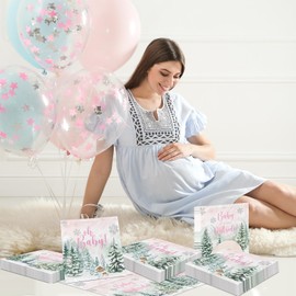 Dydamud Baby Shower Paper Napkins girl Baby Shower Decorations Winter Woodland Disposable Dinner Napkins for Home Kitchen Christmas Birthday Girl Baby Shower Party Supplies