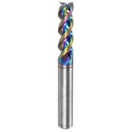 sourcing map Carbide Square End Mill, 1/4" Diameter Diamond-Like Carbon Coated 3 Flutes Milling Bit Cutter, for Aluminum Copper Non-Ferrous Metal, 1/4" Shank 3/4" Cut Length 2" Long HRC50