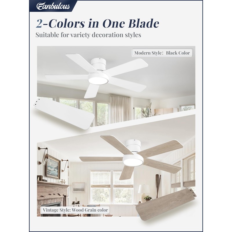 Fanbulous 42 Inch Ceiling Fans with Lights and Remote,Indoor Modern