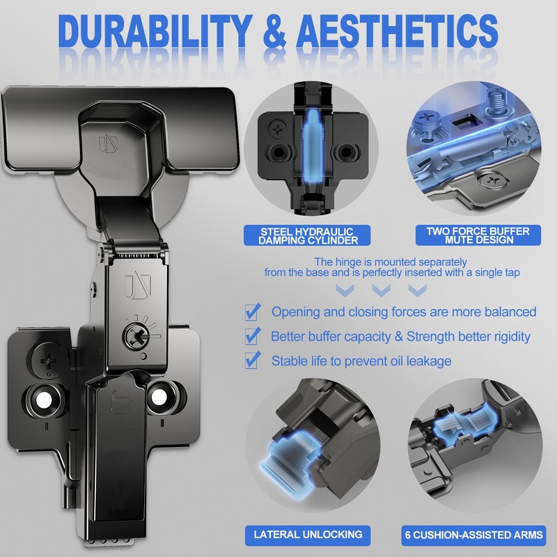 ATYLYF Cabinet Hinges 2 Pack Frameless Inset Soft Close Concealed