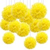 CC wonderland zone 12Pcs Yellow Hanging Tissue Paper Pom Poms