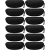 Weewooday 12 Pack Black Hard Shell Sunglasses Case Zipper Eyeglasses Case Portable Travel Glasses Case for Men Women