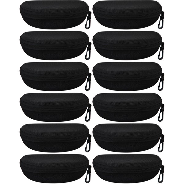 Weewooday 12 Pack Black Hard Shell Sunglasses Case Zipper Eyeglasses