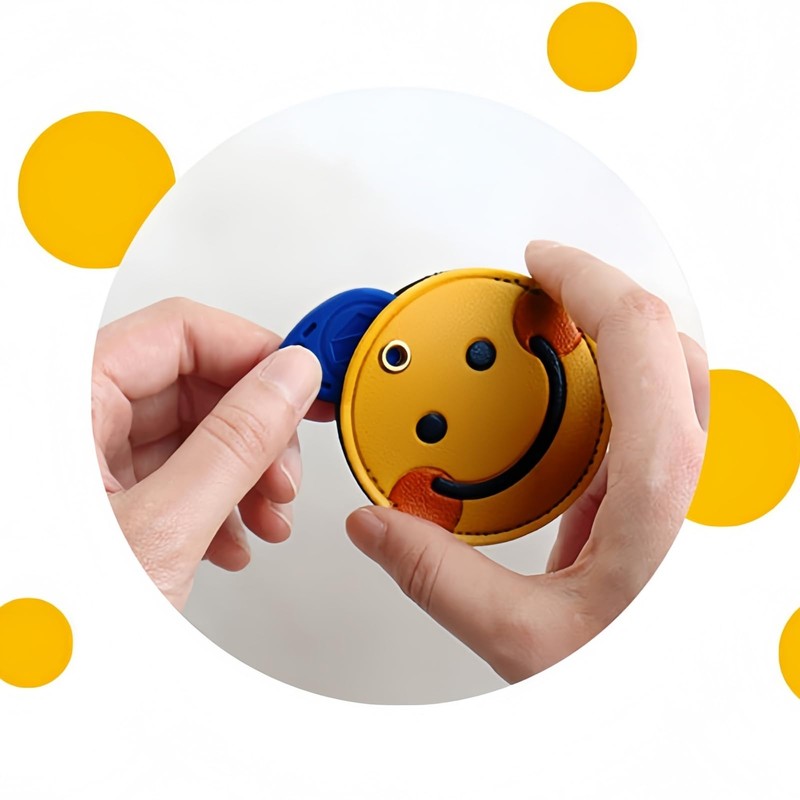 MC Fashion Cute Cartoon Keychain Holder for AirTag, PU Leather