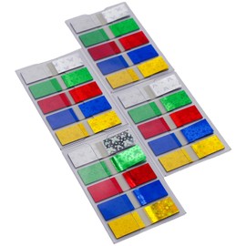 Laser Tabs Flags Assorted Pattern Colors, 0.47 x 1.77 Inch Sticky Tabs, Easy to Post, 4 On-The-Go Dispensers/Pack, 400 Pages Total