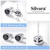 Punk Stud Earrings for Man Sterling Silver Black CZ Tiny