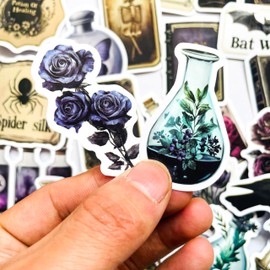 50 PCS Gothic Dark Academia Stickers – Vintage Witchcraft Occult Aesthetic Decals for Laptop, Water Bottle, Journal, Scrapbook – Skull, Crow, Potion, Witchy Decor Stickers for Teens & Adults