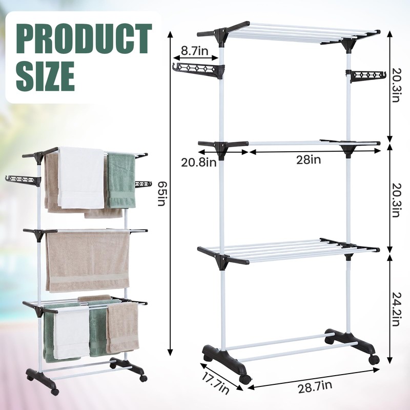 Leinuosen Pool Towel Holder Rack Outdoor Black Foldable with Wheels