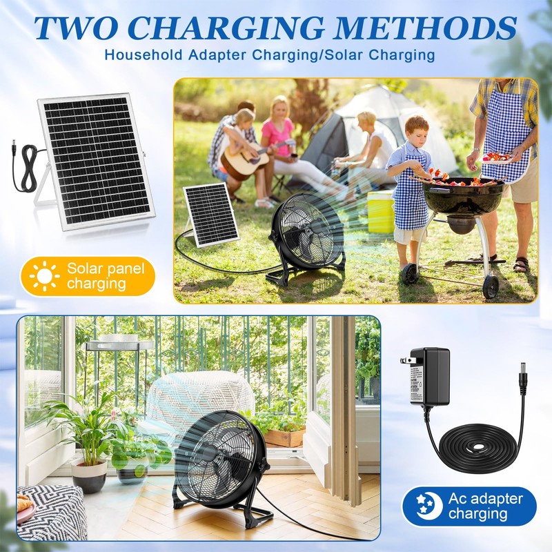 Hortsun 1 Set 16" 15600mah Solar Powered Floor Fan for