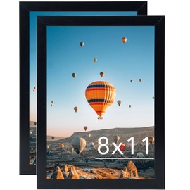 JCJMY 8x11 Picture Frame Set of 2 Black for Wall Hanging or Tabletop- Wall Mounting Horizontally or Vertically, 8 x 11 Wall Gallery Poster Photo Frame for 8 by 11 Photo,2 Pack, Black