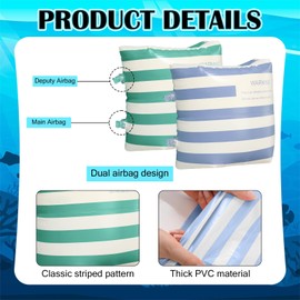 JellyArch 4 Pcs Arm Floaties PVC Inflatable Arm Band Striped Pool Floats Sleeves Swimming Arm Float Rings for Adult Girls and Boys Water Sports Learning Swim Training Summer Beach Party(Green, Blue)