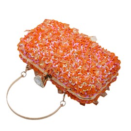 RomanticDesign Women Bling Evening Bag Fashion Embroidered Beaded Sequin Clutch Cocktail Wedding Party Purse, Orange