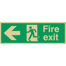 Viking Signs sb429-l31-gv"FIRE EXIT Sign, Arrow Left, Gold Vinyl, 100mm H x 300mm W