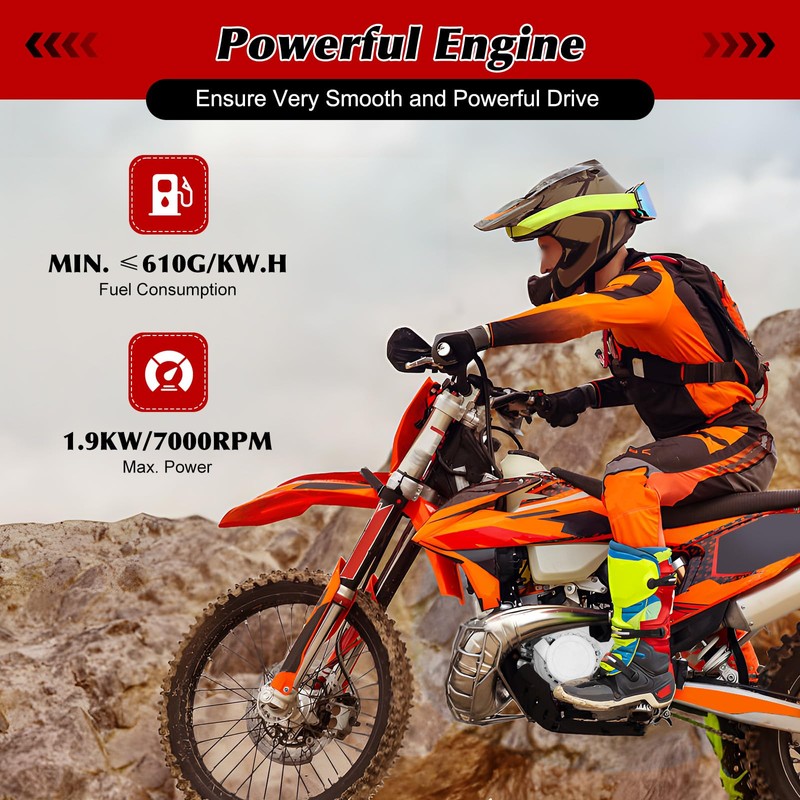 2 Stroke Pull Start Engine Motor Kit, 49cc Single Cylinder