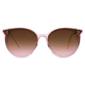 SOJOS Classic Round Sunglasses Womens Mens Trendy Oversized Shades Retro Vintage Sunnies SJ2068, Clear Pink/Gradient Grey&Pink