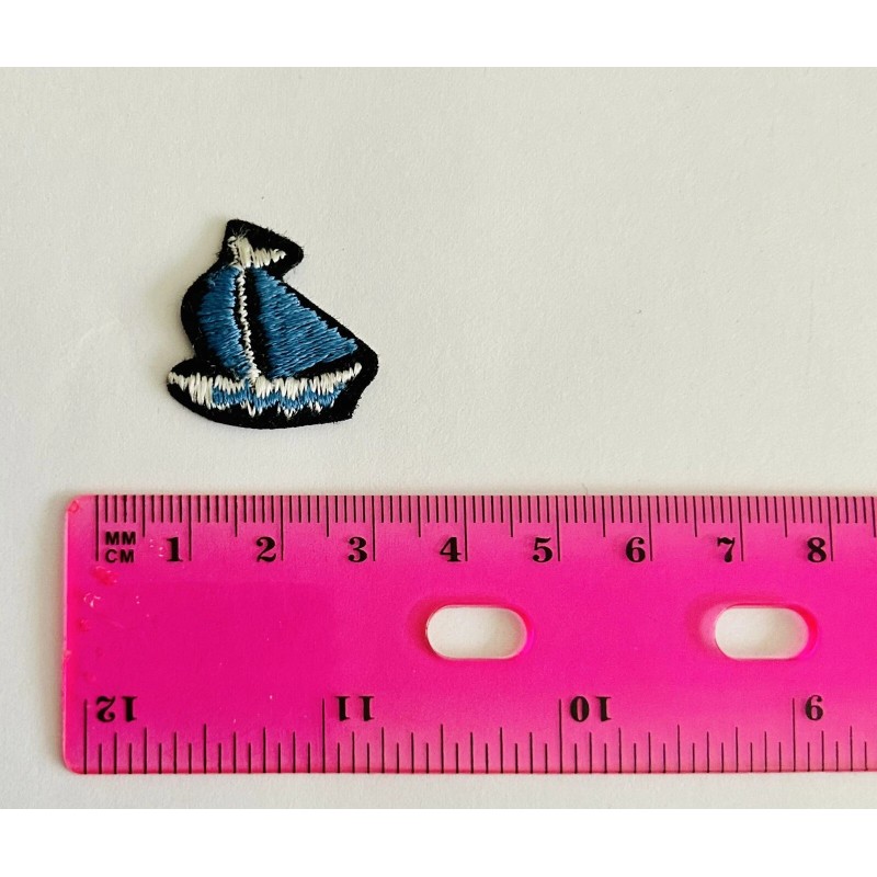 Blue Sailboat DIY Sew On Patch Embroidered