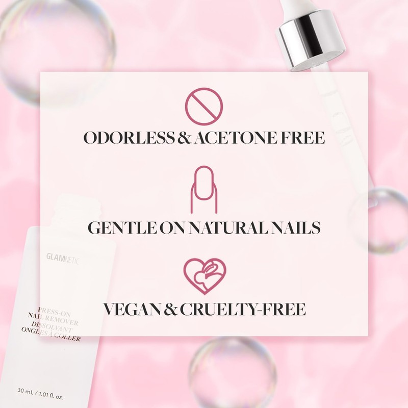 Glamanetic Press-On Nail Remover | Odorless Acetone-free Gentle serum for