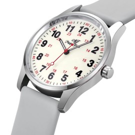 SUDESMO Fashion Watches for Women Nurse Watch for Students Waterproof Watch for Men Easy to Read Watch with Second Hand Silicone Watch Luminous Watch Grey