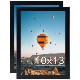 JCJMY 10x13 Black Picture Frame Set of 2, Horizontal and Vertical Formats for Wall Hanging, 10 x 13 Wall Gallery Poster Photo Frames with Shatter Resistant Plexiglass, 2 Pack, Black
