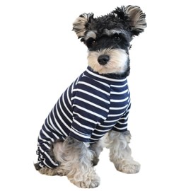 Striped Dog Shirt Pyjamas Pet Clothes Puppy T-Shirts Cat Tank Vest Tee Breathable Stretchy Dog Pyjamas Jumpsuit for Small Extra Small Dog or Cat, Black S