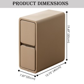 SOBIBO Narrow Nightstand, Solid Wood Night Stand for Small Spaces, Couch, Khaki Color 7.87in Wide