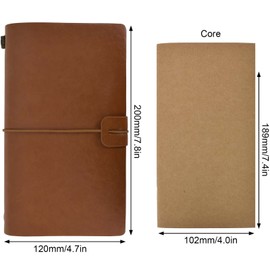 Vintage Diary A6 Leather Notebook, Classic Refillable Travel Diary Blank Pages with Elastic Closure Band, Work Record for Writing, Sketchbook, Writing Book, 4 Types (Red Brown)