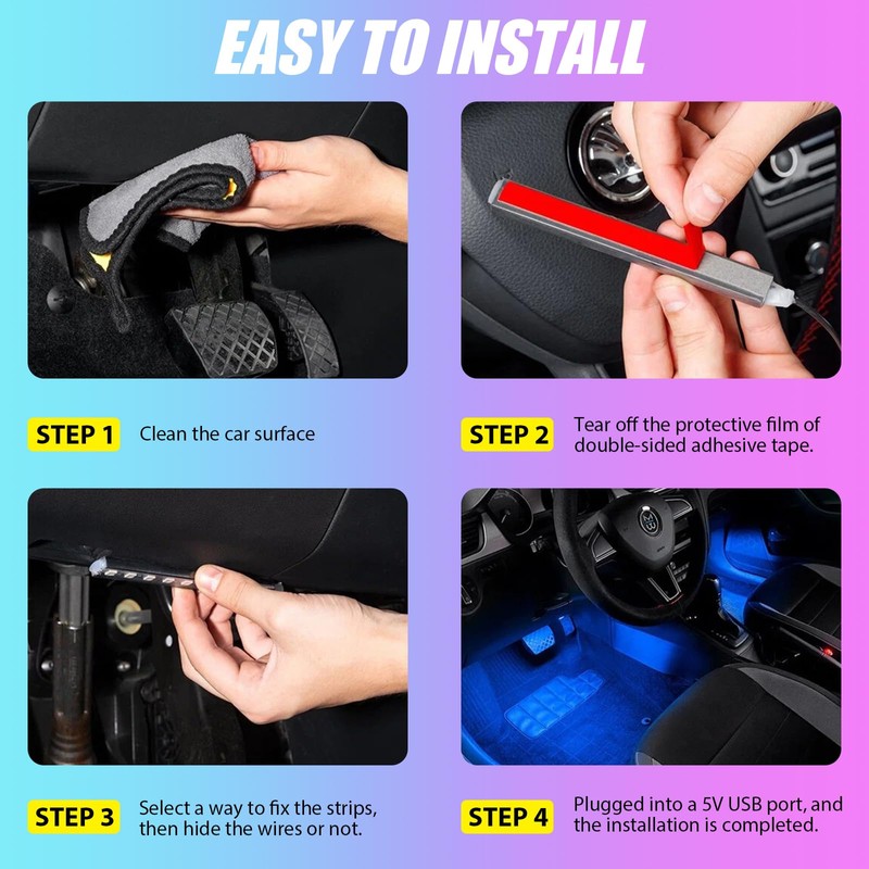 LED Interior Lighting Car, 4 Pieces 48 LEDs LED Atmosphere