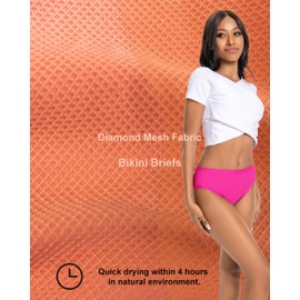 Nutria Womens Bikini Brief Quick Dry Travel Underwear 5-Pack Mesh Hiking Panties Activewear Stay Fresh D01