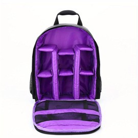 Camera Backpack Shoulder Bag Case For Canon, For Nikon, For Sony DSLR Digital - Color: Purple