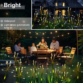 Putuzmic Solar Garden Lights Outdoor: Waterproof 2-Pack DIY Decorative Firework Lights with 2 Modes for Yard Patio Pathway Outside Fairy Decor - Gifts for Women Mom Mothers Day Warm White