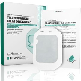 Everlit Care Transparent Film Dressing, Large Waterproof Adhesive Patch | Window Frame Wound Cover for Post Surgical Shower, IV Shield, Tattoo Aftercare Bandage (6" x 8" | 10 Pack)