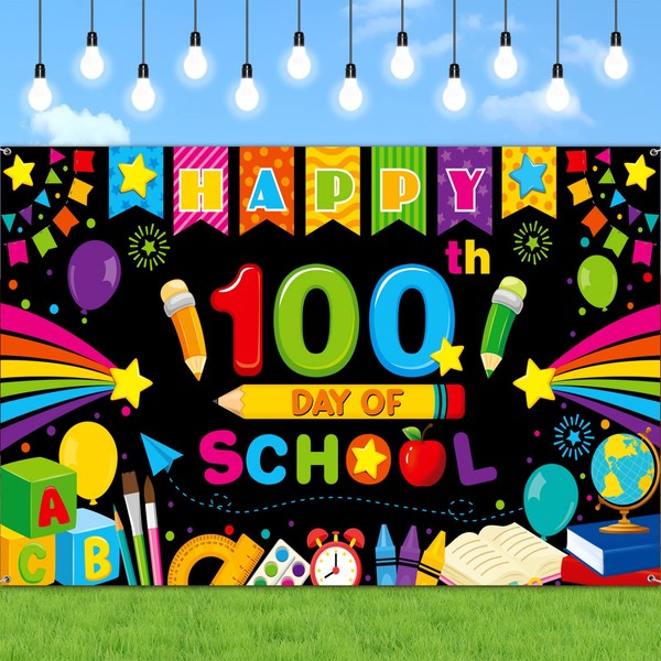 Tiamon 100 Days of School Decoration Banner Party Backdrop Photography